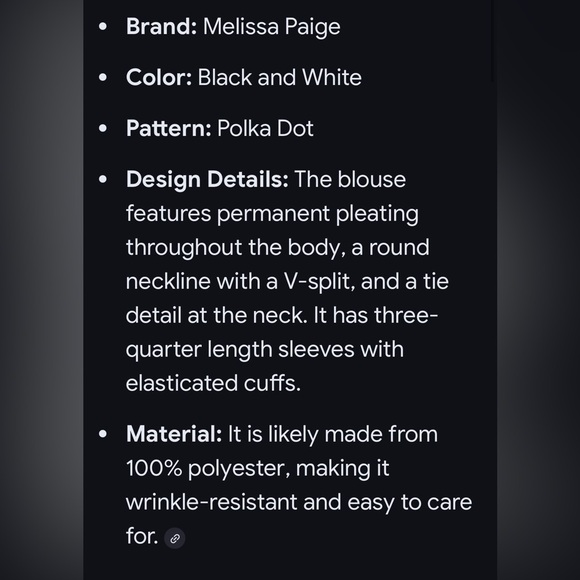 Melissa Paige Black and White Polka Dot Blouse - Picture 8 of 9